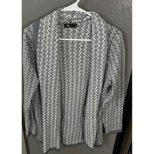 Neve Women's Large LISA Open Front Cardigan Merino Wool Blend Sweater Gray EUC